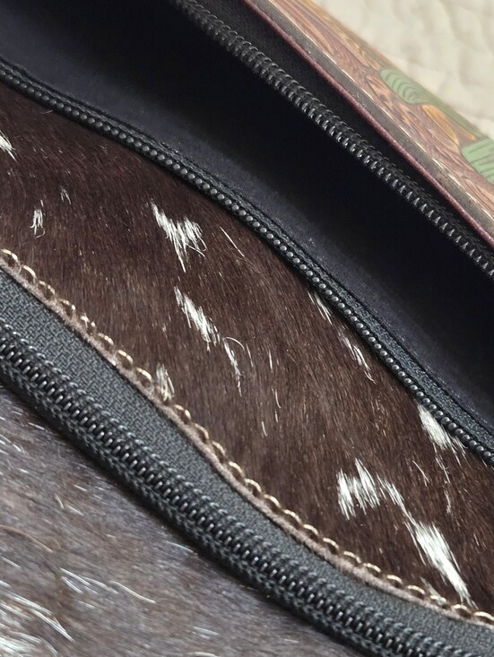 Myra Bag Leather Hair-on-Cowhide Backpack Tooled Hide Western Boho Cowgirl main image 8